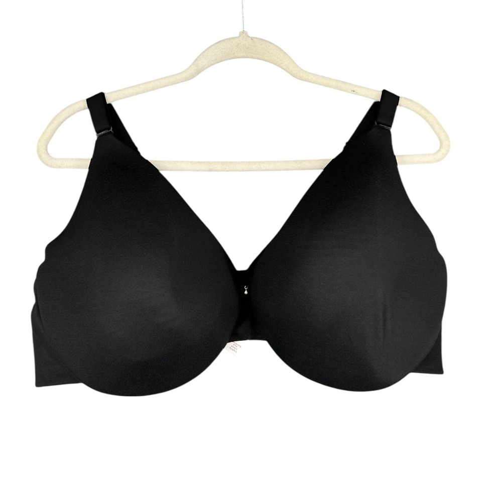 Cacique Black Full Coverage Lightly Lined Bra 46DD Adjustable Straps